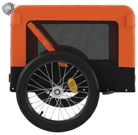 Reboque bicicleta p/ animais tecido oxford/ferro laranja/preto