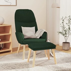 Cadeira de descanso com banco tecido verde-escuro