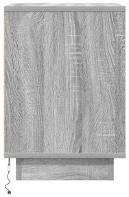 Mesas cabeceira c/ luzes LED 2 pcs 38x34x50 cm cinzento-sonoma