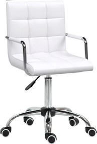 Cadeira de escritório, giratória com altura ajustável, revestimento sintético acolchoado branco
