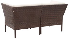 Conjunto lounge jardim c/ almofadões 6 pcs vime PE castanho
