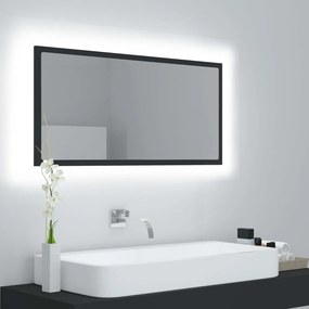 Espelho de casa de banho LED 90x8,5x37cm contraplacado cinzento