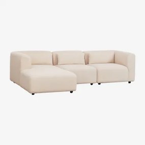 Sofá Modular Chaise Longue Esquerdo De 3 Peças Fogler Chenille Creme Bege - Sklum