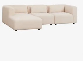 Sofá Modular Chaise Longue Esquerdo De 3 Peças Fogler Tecido Pele De Borrego Bege Creme - Sklum