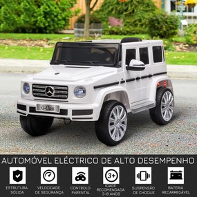 Carro Elétrico crianças BENZ G500 Todo-o-Terreno com Bateria 12V Veículo Elétrico com Música Buzina Velocidade 3-5 km/h Branco