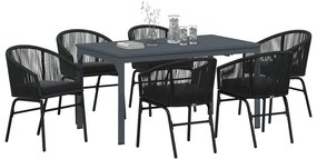 Conjunto de Jantar para o Jardim Manual 7 pcs Preto Grande
