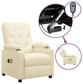 Poltrona de massagens elétrica couro artificial cor creme