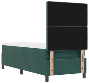 Cama Box Spring com Colchão Verde Escuro 80x200 cm Veludo