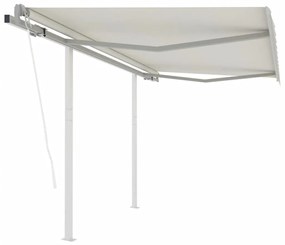 vidaXL Toldo retrátil automático com postes 3,5x2,5 m cor creme