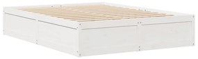 Cama sem colchão 140x200 cm madeira de pinho maciça branco