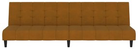 Sofá-cama de 2 lugares veludo castanho