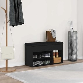 Banco de Armazenamento vidaXL Preto Carvalho 80x30x45 cm Madeira de Engenharia