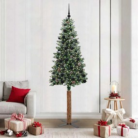 vidaXL Árvore de Natal Slim com 300 LEDs com suporte Verde 210 cm