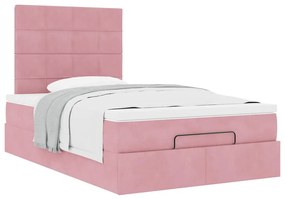 Estrutura de cama otomana com colchões 120x200 cm veludo rosa