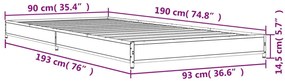 Estrutura de cama derivados de madeira e metal carvalho sonoma