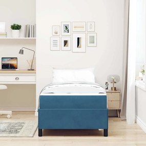 vidaXL Estrutura da Cama Azul Escuro e Branco 80 x 200 cm Veludo