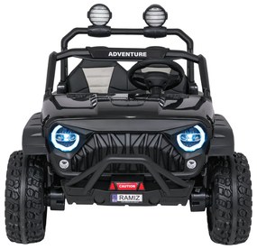 Jipe elétrico para Crianças 2 Lugares 24V 4x4 PASSION 4x4 Off-Road Rodas Espuma EVA, Assento couro ecológico Preto