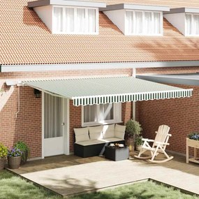 Toldo Retrátil Manual vidaXL com LED Verde e Branco 450x300 cm