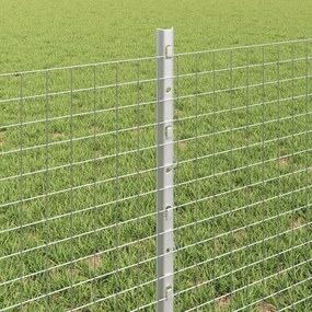 Cerca de Arame Soldado com 44 Posts em U Prateada 0,6x100 m Aço