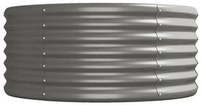 Canteiro elevado jardim 440x80x36cm aço revestido a pó cinzento