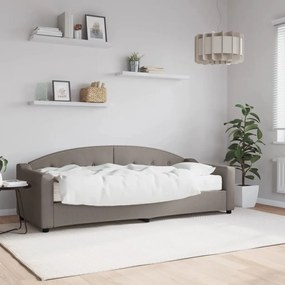 3197510 vidaXL Sofá-cama com colchão 80x200 cm tecido cinzento-acastanhado