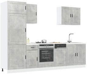 7 peças armário de cozinha conjunto Kalmar cinzento cimento