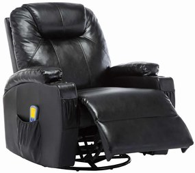 Cadeira de massagem reclinável couro artificial preto