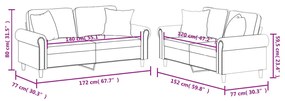 2 pcs conjunto de sofás com almofadas couro artificial cinzento