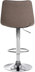 Banco de bar Jerry em tecido com estrutura cromada 87-108,5 x 43 x 46,5 cm Castanho acinzentado
