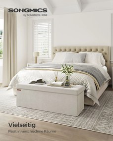 Banco com espaço de arrumação em veludo 38 x 110 x 38 cm creme