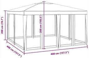 Tenda p/ festas c/ 8 paredes laterais malha 4x4 m PEAD azul