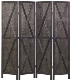 Biombo com 4 painéis em madeira preta 170 x 163 cm RIDANNA Beliani