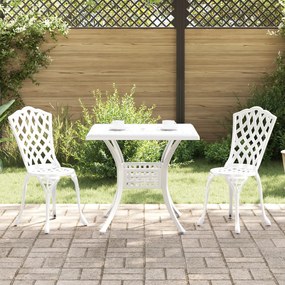 Conjunto de Bistro de Jardim 3 Peças vidaXL Branco em Alumínio Fundido