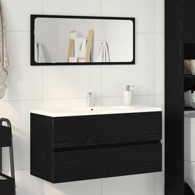 vidaXL Gabinete para Pia Carvalho Preto 90x38,5x45 cm Madeira Engenheirada