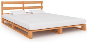 vidaXL Estrutura de cama em paletes pinho maciço 120x200 cm castanho
