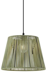 Candeeiro suspenso de exterior preto com abajur de corda verde IP44 - Cava Japandi