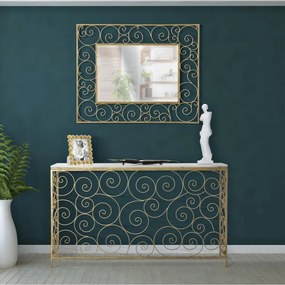 MESA CONSOLA ESPIRAL 140X36X82 CM DOURADA E BRANCA