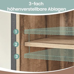 Aparador, armário de cozinha com porta de correr 70 x 30 x 80 cm (C x L x A) castanho claro-preto