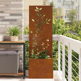 vidaXL Vaso de Jardim com Painel Decorativo Ferro Enferrujado