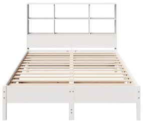 Cama com estante sem colchão 160x200 cm pinho maciço branco