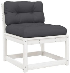 7 pcs conj. lounge de jardim c/ almofadões pinho maciço branco