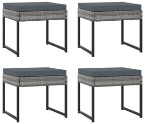 9 pcs conjunto jantar p/ jardim c/ almofadões vime PE cinzento