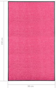 Tapete de porta lavável 90x150 cm rosa