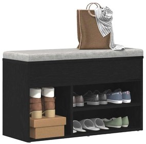 Banco de Hall vidaXL Preto Carvalho 60x30x45 cm em Madeira Reconstituí