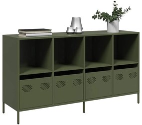 vidaXL Aparador 135x39x73,5 cm aço laminado a frio verde-azeitona