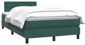 Cama boxspring com colchão 120x210 cm veludo verde-escuro