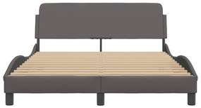 Estrutura cama c/ cabeceira 120x200cm couro artificial cinzento