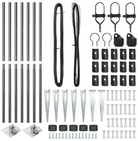 Conjunto de Postes de Cerca Manual 7 pcs Cinzeto Ø32mm 160 cm
