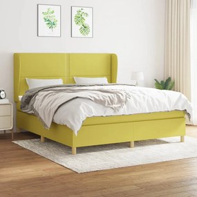 vidaXL Cama com molas/colchão 180x200 cm tecido verde