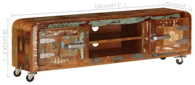 Móvel de TV 120x30x36 cm madeira recuperada maciça